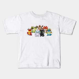 Httyd dragons, cute chibi dragons Set, light fury, night fury, toothless, stormfly, meatlug Kids T-Shirt